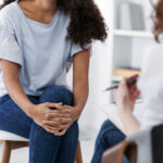 Anonymous photo of two women during group psychotherapy for people with depression